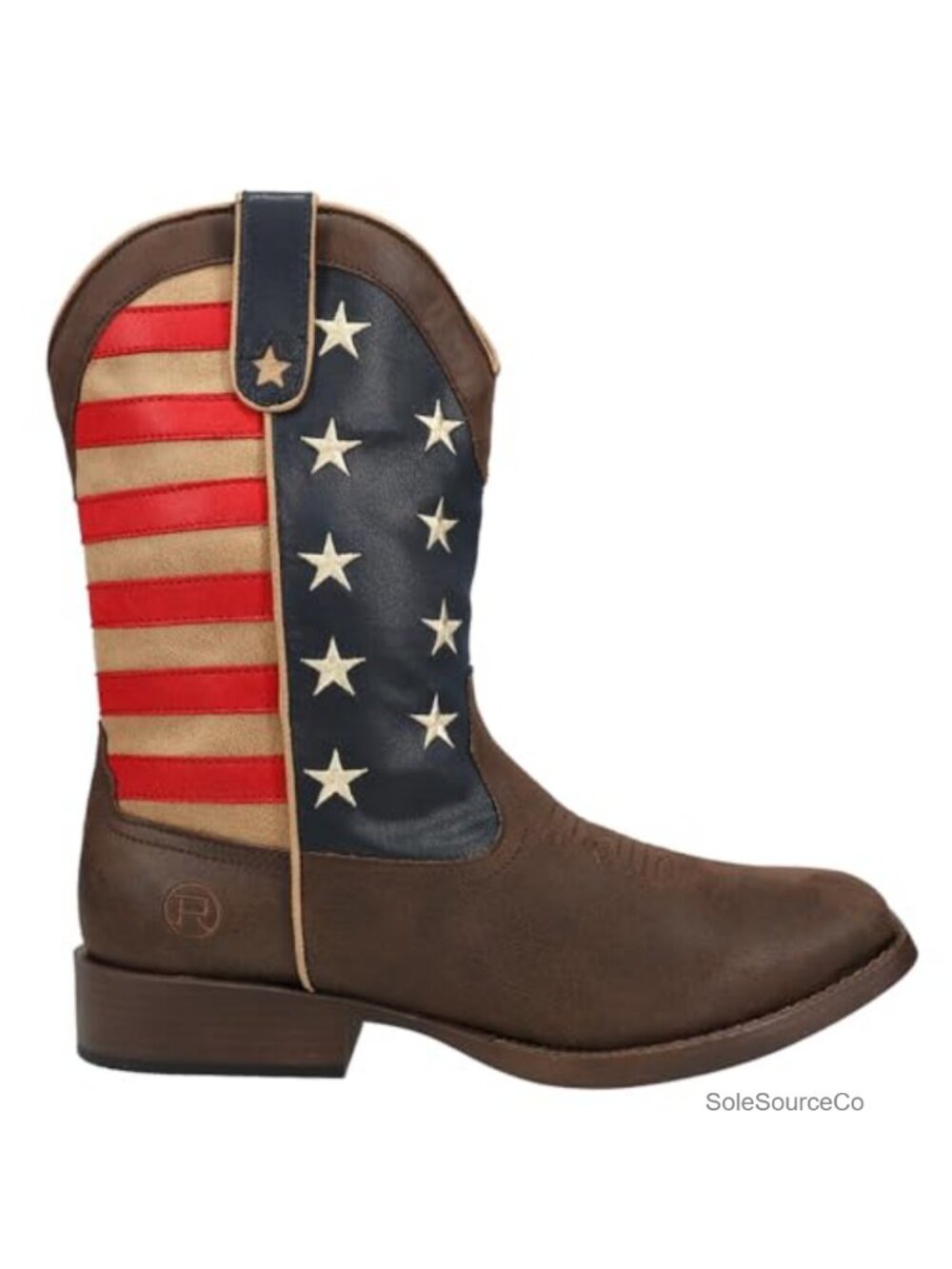 Faux Leather Western Cowboy Boots Square Toe Pull On